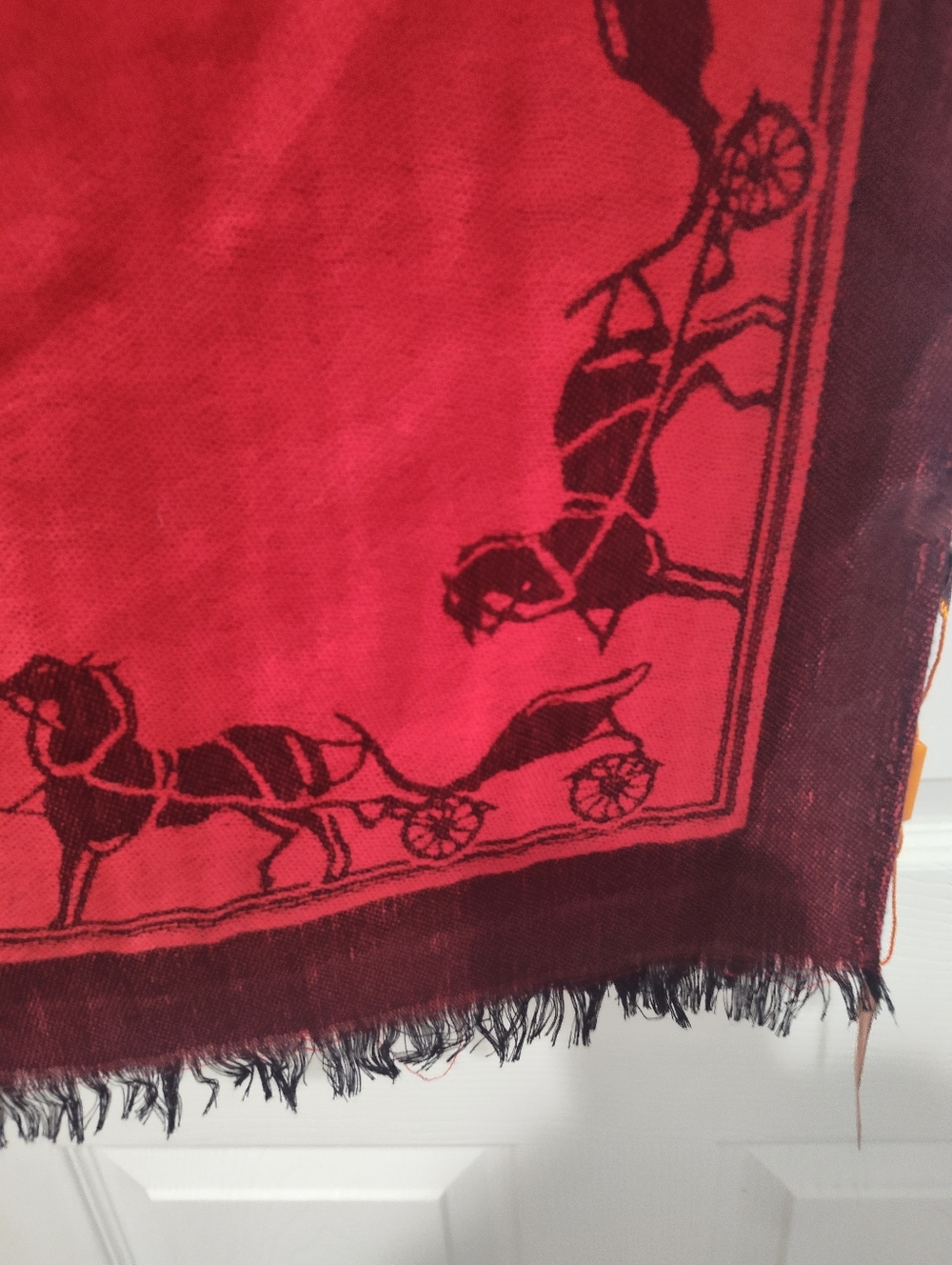 Equestrian Red Cashmere/Silk Wrap/Scarf - Picture 11 of 11